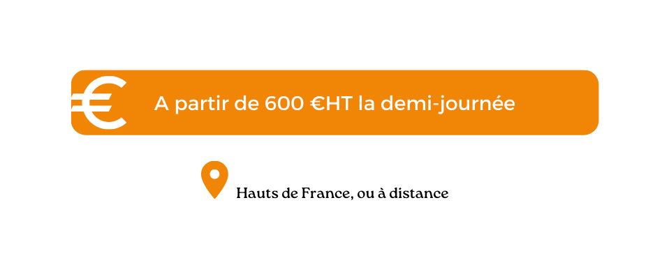 Offre à partir de 600 € HT la demi-journée - Hauts de France ou à distance
